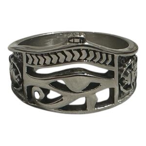 Eye of Horus Ring – Stainless Steel Egyptian Ankh Cross Ring Size 14